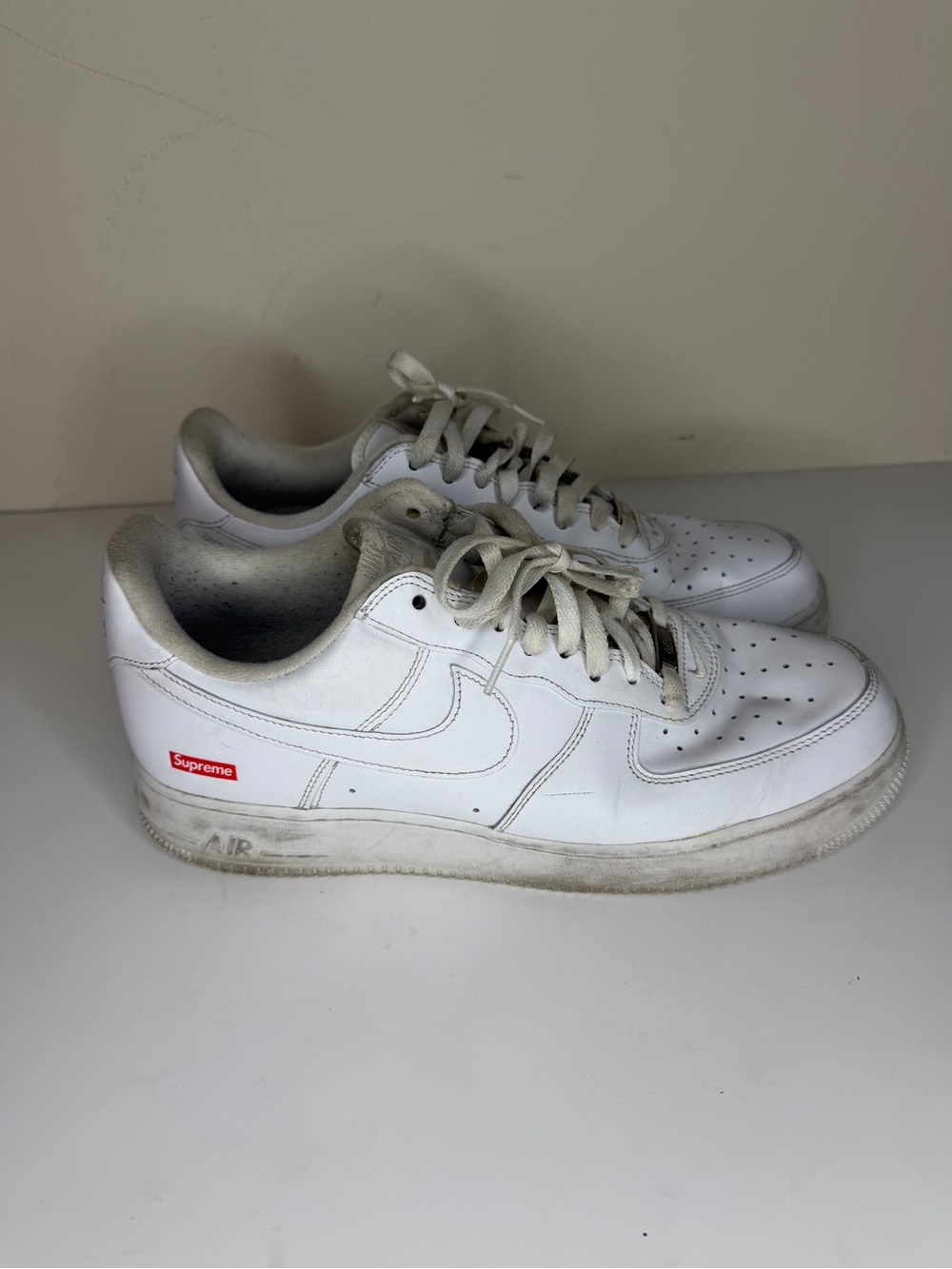 Nike Air Force 1 Low Supreme Box Logo White Sneaker CU9225-100 Men’s Size 11.5